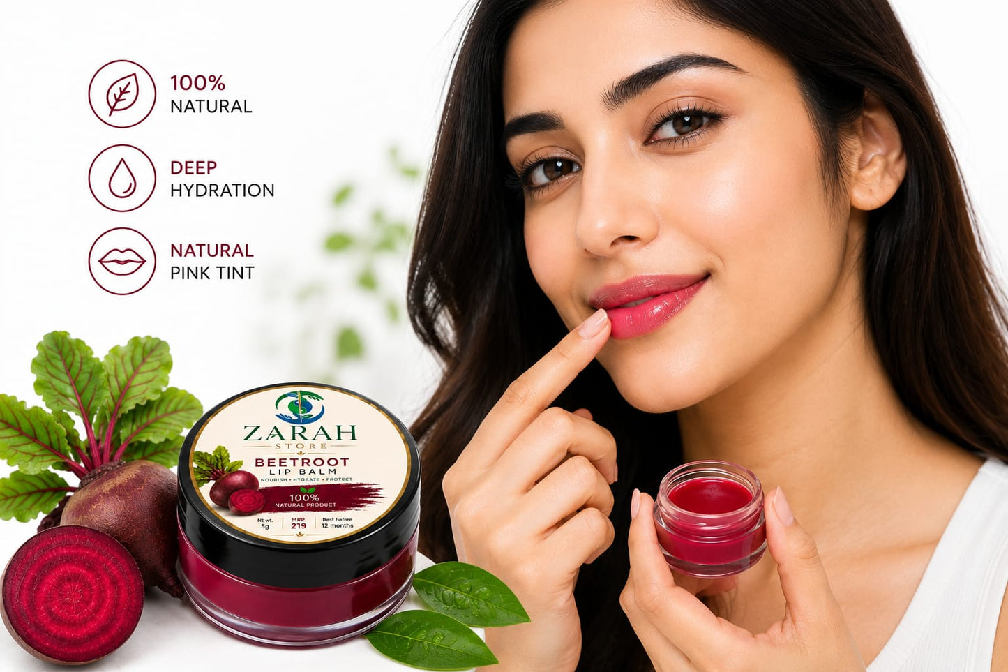 ZARAH Beetroot Lip Balm 100% Natural