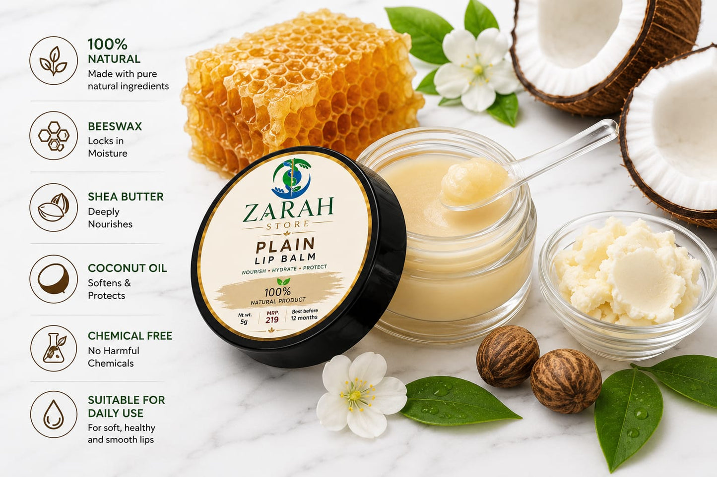 ZARAH Plane Lip Balm 100% Natural