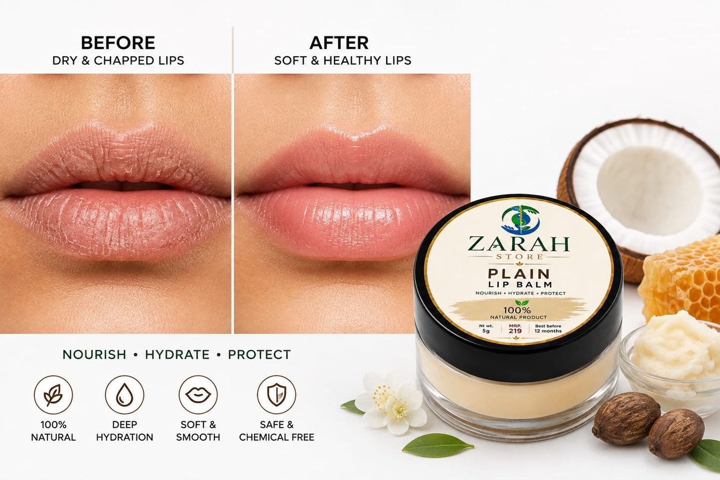 ZARAH Plane Lip Balm 100% Natural