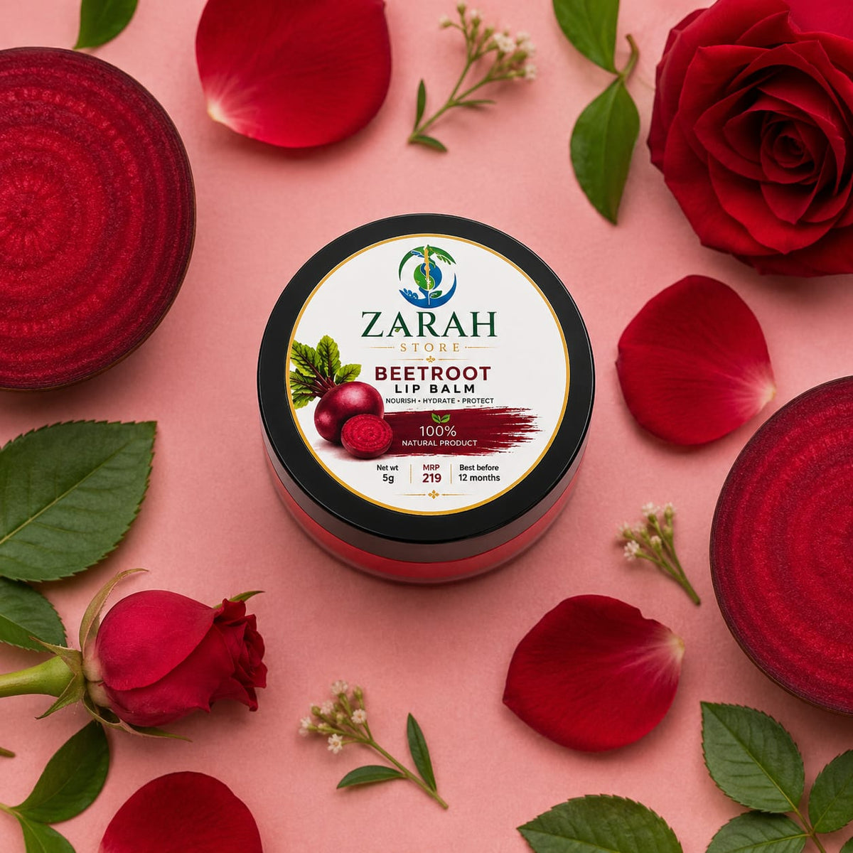 ZARAH Beetroot Redrose Lip Balm 100 % Natural