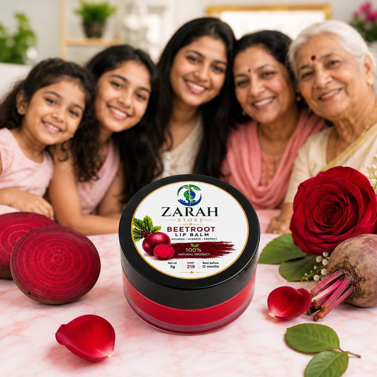 ZARAH Beetroot Redrose Lip Balm 100 % Natural