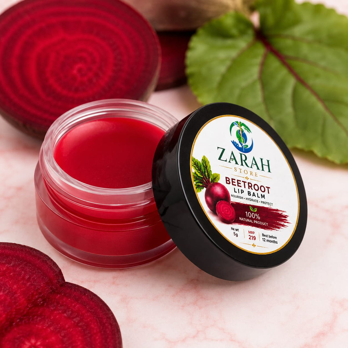 ZARAH Beetroot Redrose Lip Balm 100 % Natural