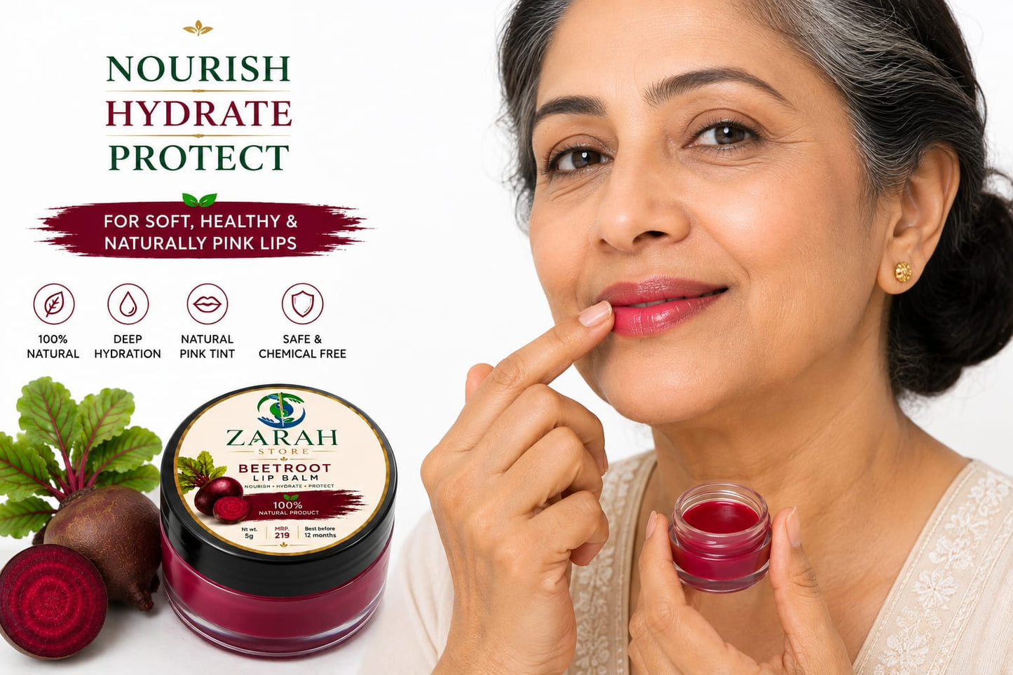ZARAH Beetroot Lip Balm 100% Natural